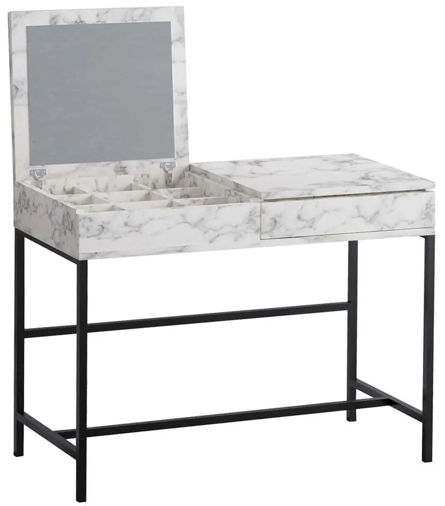 Τουαλέτα Με Καθρέπτη Linda 793ELG4106 100x75x45cm Marble Effect White-Black