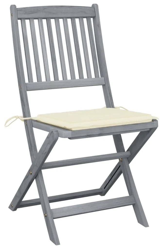 Καρέκλες Εξ. Χώρου Πτυσσόμενες 2 τεμ. Ξύλο Ακακίας &amp; Μαξιλάρια - Κρεμ