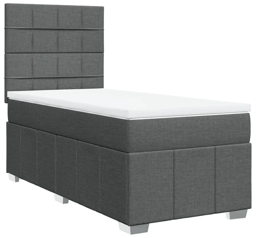 ΚΡΕΒΑΤΙ BOXSPRING ΜΕ ΣΤΡΩΜΑ ΣΚΟΥΡΟ ΓΚΡΙ 80X200 ΕΚ. ΥΦΑΣΜΑΤΙΝΟ 3291496