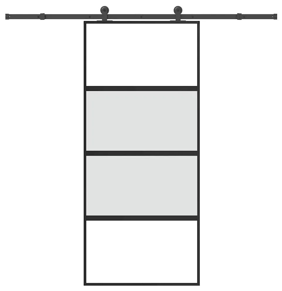 vidaXL Συρόμενη πόρτα με σετ υλικού 90x205 cm από γυαλί&Αλουμίνιο