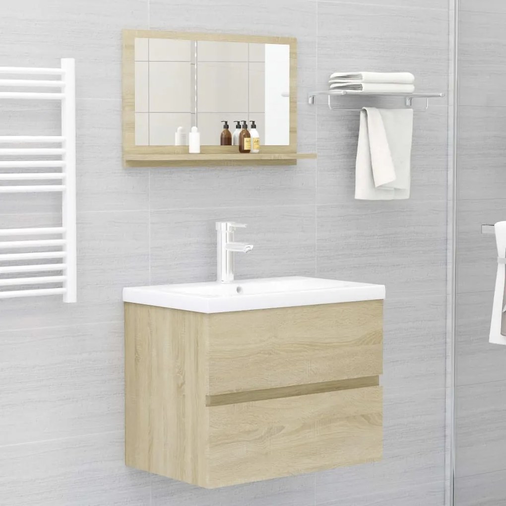 vidaXL Καθρέφτης Μπάνιου Sonoma Δρυς 60 x 10,5 x 37 εκ. Επεξ. Ξύλο