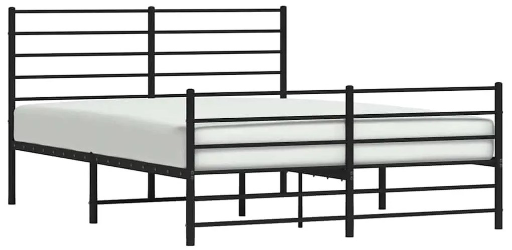 vidaXL Πλαίσιο Κρεβατιού με Κεφαλάρι&amp;Ποδαρικό Μαύρο 120x200εκ. Μέταλλο