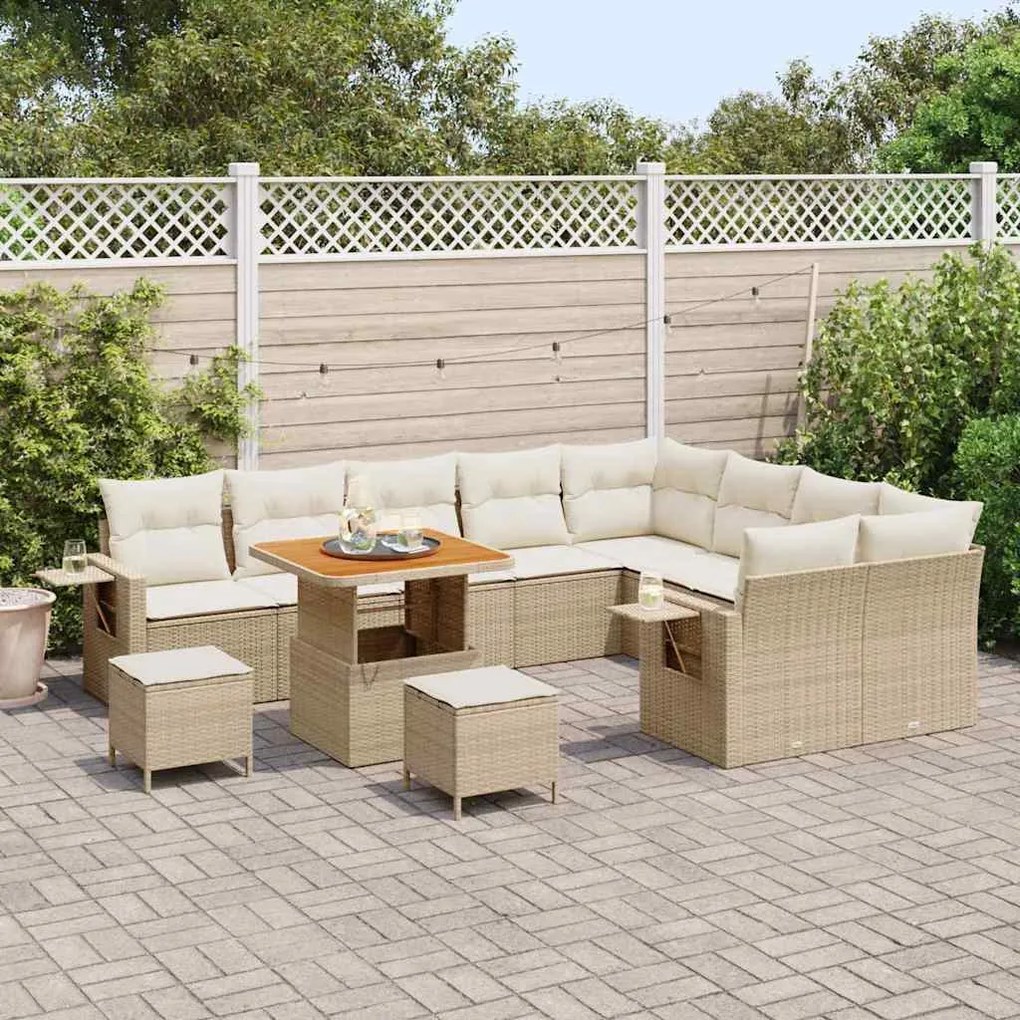 vidaXL Σετ Καναπέ Κήπου 12 pcs Μπεζ συνθετικό ρατάν