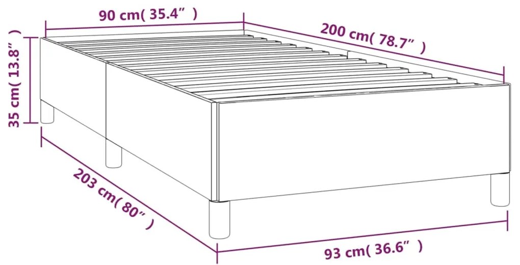 Σκελετός Κρεβατιού Χωρίς Στρώμα Taupe 90x200 εκ. Υφασμάτινο - Μπεζ-Γκρι