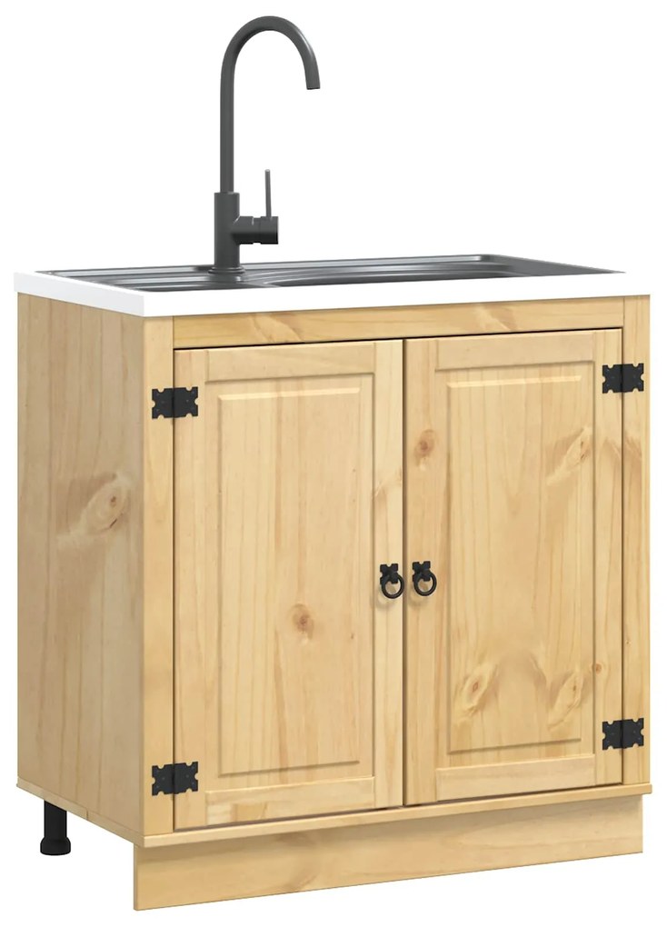 vidaXL Ντουλαπιού με πόρτα Μέλι 80 x 46 x 81,5 εκ Στερεά ξυλεία πεύκου