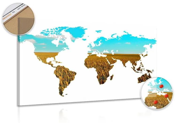 Εικόνα σε παγκόσμιο χάρτη φελλού σε λευκό φόντο - 120x80  wooden