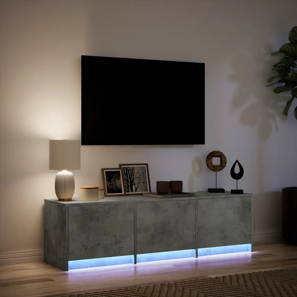 vidaXL Έπιπλο Τηλεόρασης με LED Γκρι Σκυρ. 140x34x40 εκ. Επεξ. Ξύλο