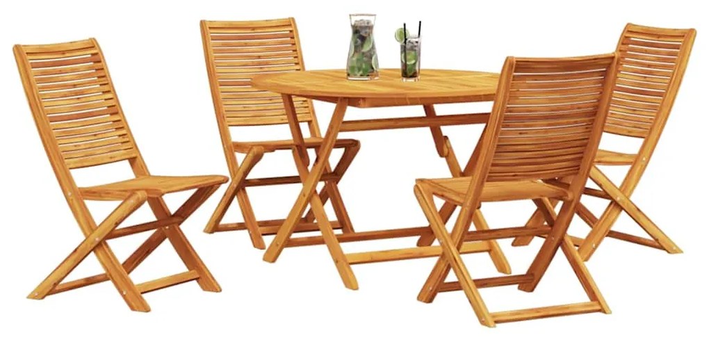 vidaXL Σέτ φαγητού για κήπο 5 pcs Καφέ Μασίφ ξύλο ακακίας