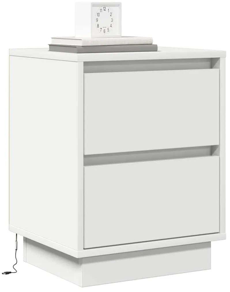 vidaXL Κομοδίνο με συρτάρι Λευκό 39 x 34.5 x 50 εκ. Επεξεργασμένο ξύλο
