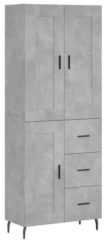 vidaXL Ντουλάπι Γκρι Σκυροδέματος 69,5x34x180 εκ. Επεξεργασμένο Ξύλο
