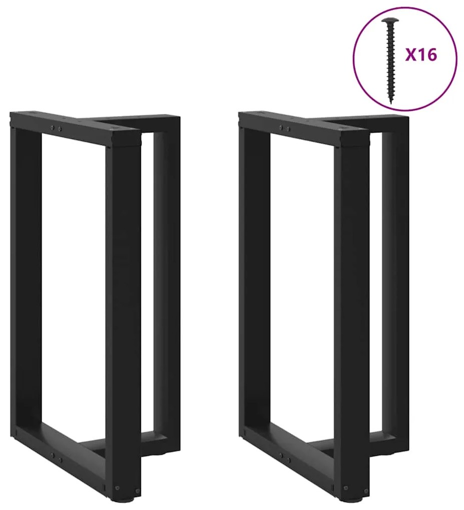 Πόδια Τραπεζιού Μπαρ σε Σχήμα Τ, 2 τεμ. Μαύρο, Ατσάλι 60x35x(90-91) εκ.