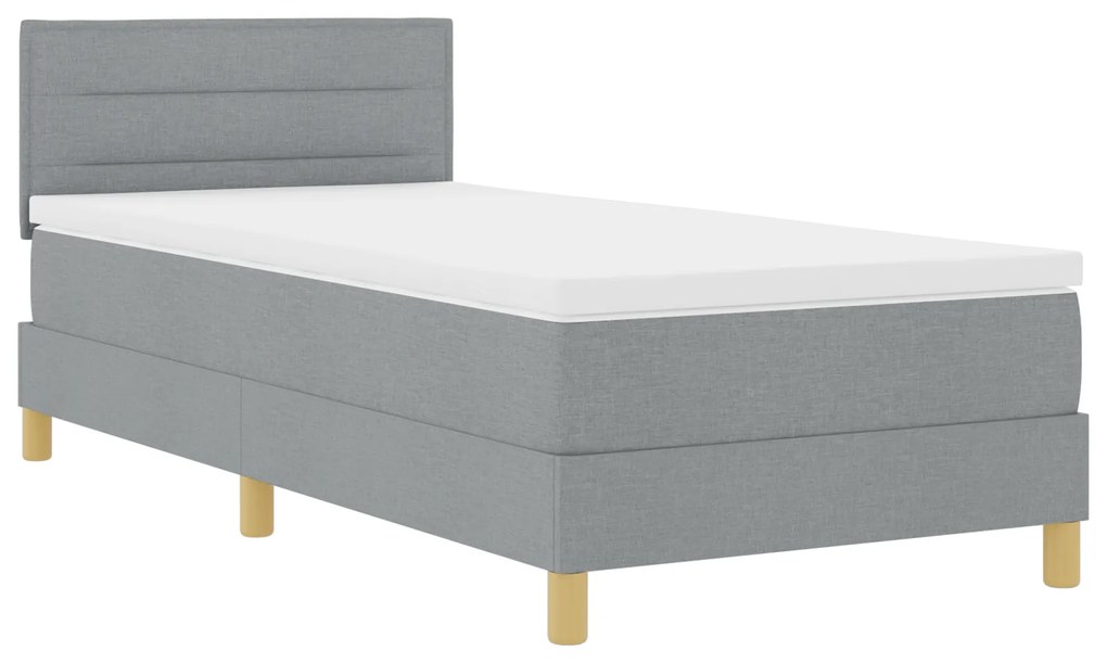 vidaXL Κρεβάτι Box Spring με Στρώμα & LED Ανοιχτό Γκρι 80x200 cm Υφασμάτινο