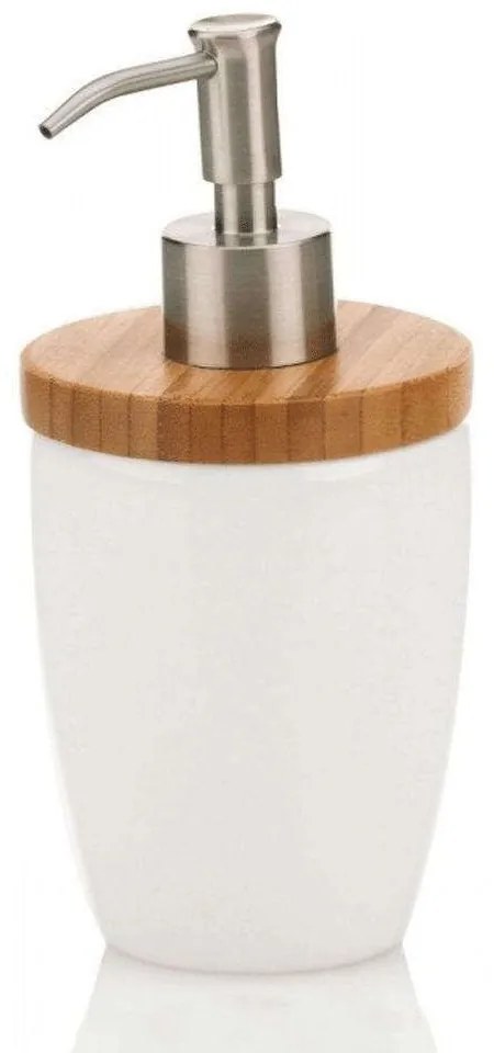 Δοχείο Κρεμοσάπουνου Natura 18596 Φ8x17,5cm/350ml White-Natural Kela Bamboo,Ceramic