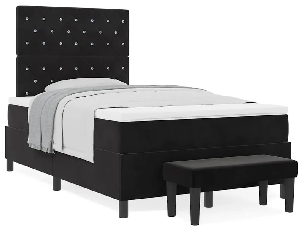 vidaXL Κρεβάτι με ελατήρια με στρώμα Μαύρο 120 x 190 cm Βελούδο