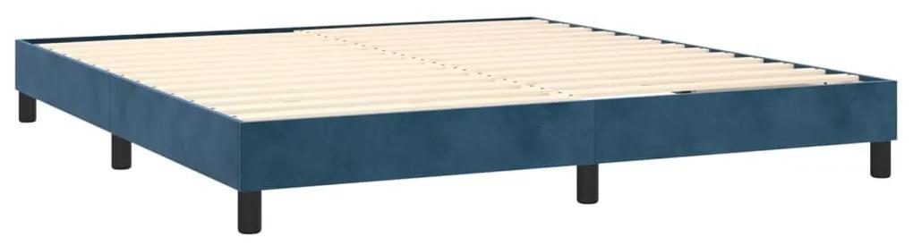 Κρεβάτι Boxspring με Στρώμα Σκούρο Μπλε 180x200 εκ. Βελούδινο - Μπλε