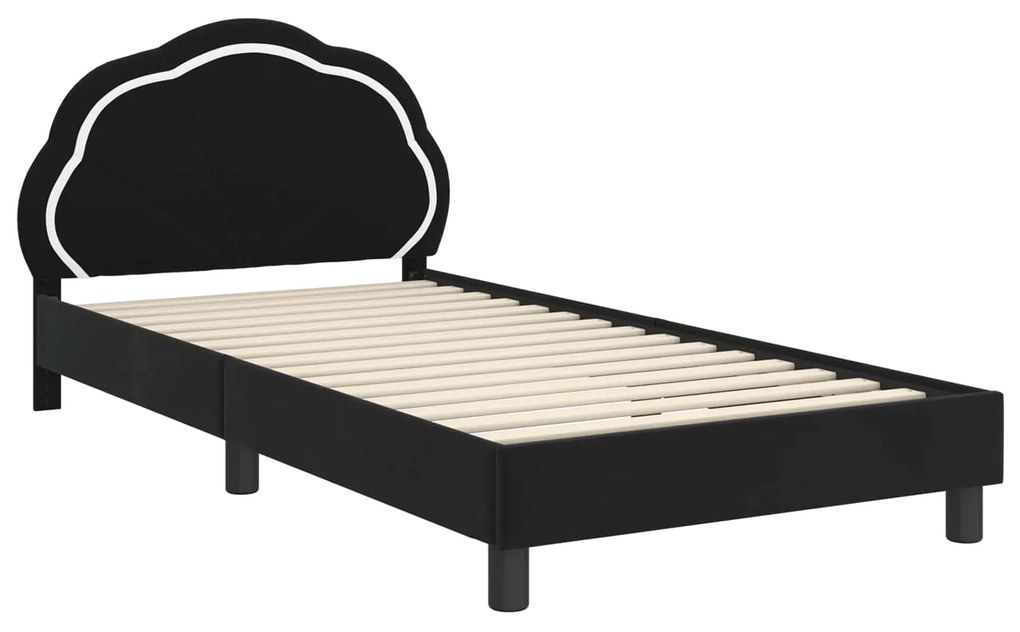 vidaXL Κρεβάτι Παιδικής Κρεβατοκάμαρας με Κεφαλάκι Μαύρο 90 x 190 cm