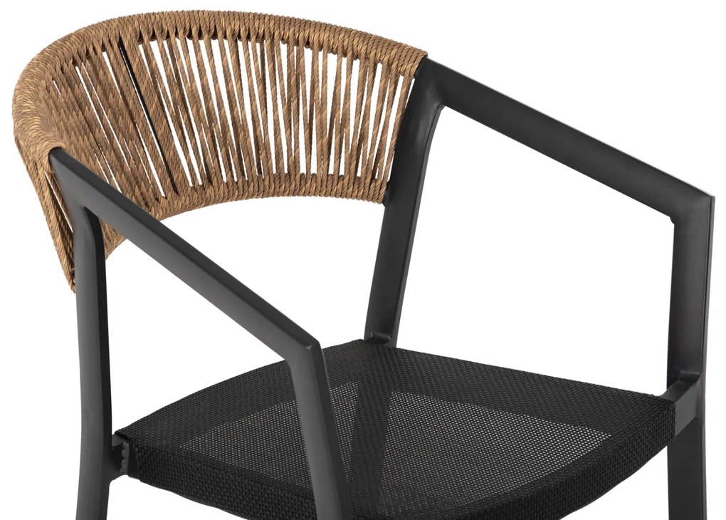 ΣΚΑΜΠΟ ΑΛΟΥΜΙΝΙΟΥ ΜΑΥΡΟ ΜΕ ΜΠΡΑΤΣΑ RATTAN &amp; TEXTLINE 56x58x105Yεκ.HM5892.25 (1 Τεμμάχια)