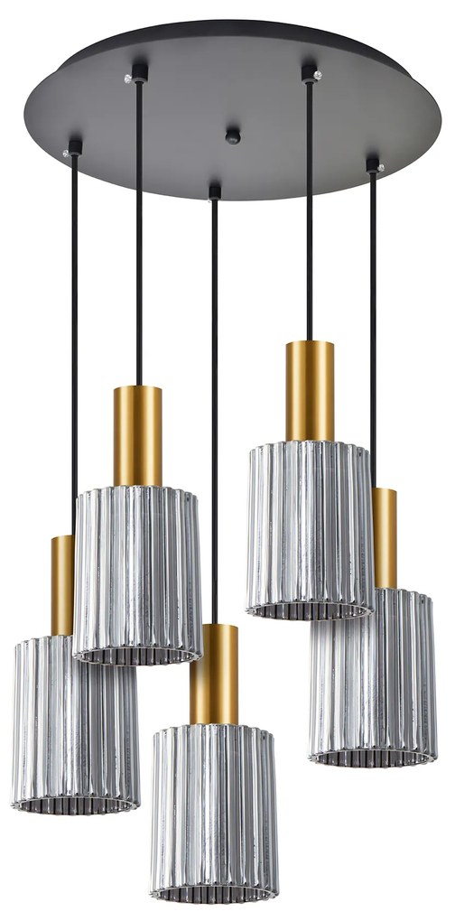 Φωτιστικό Οροφής SE21-GM-4-5BL-GL1 ADEPT TUBE Gold Matt Pendant Smoked Glass+ - 77-8579 - 51W - 100W - 77-8579