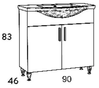 Πάγκος μπάνιου με Νιπτήρα SIENA 90 Sonoma 90x46x85 εκ.