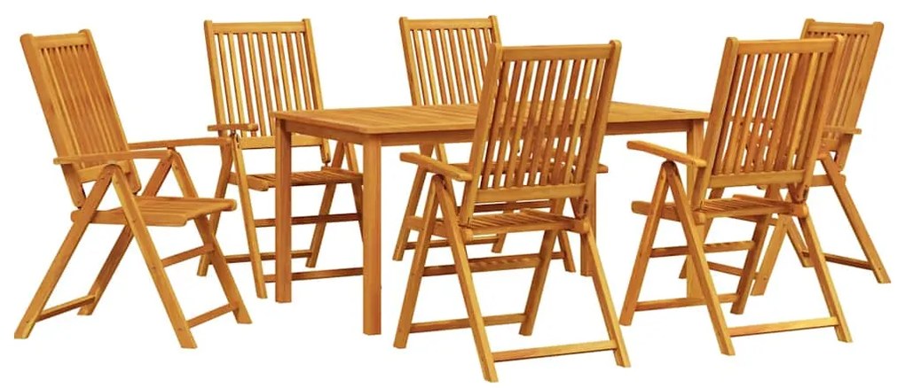 vidaXL Σέτ φαγητού για κήπο 7 pcs Καφέ Μασίφ ξύλο ακακίας