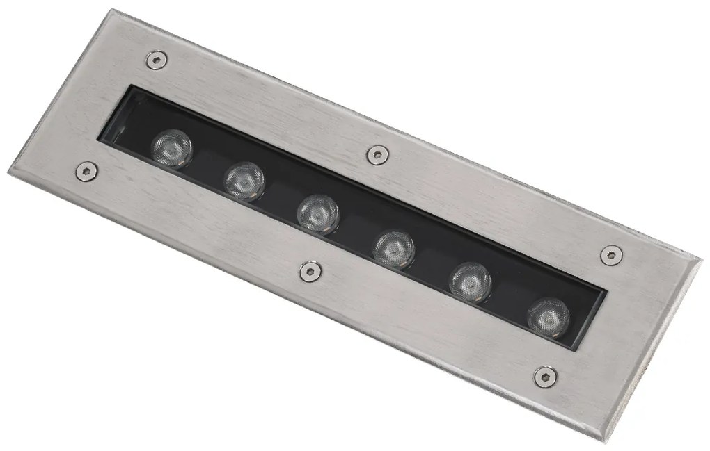 GloboStar UNDERGROUND-REMVI 90190 Χωνευτό Φωτιστικό Wall Washer Δαπέδου LED 9W 810lm 10° DC 24V Αδιάβροχο IP68 L30 x W9 x H8.5cm Θερμό Λευκό 2700K - Ανοξείδωτο Ατσάλι - 3 Years Warranty