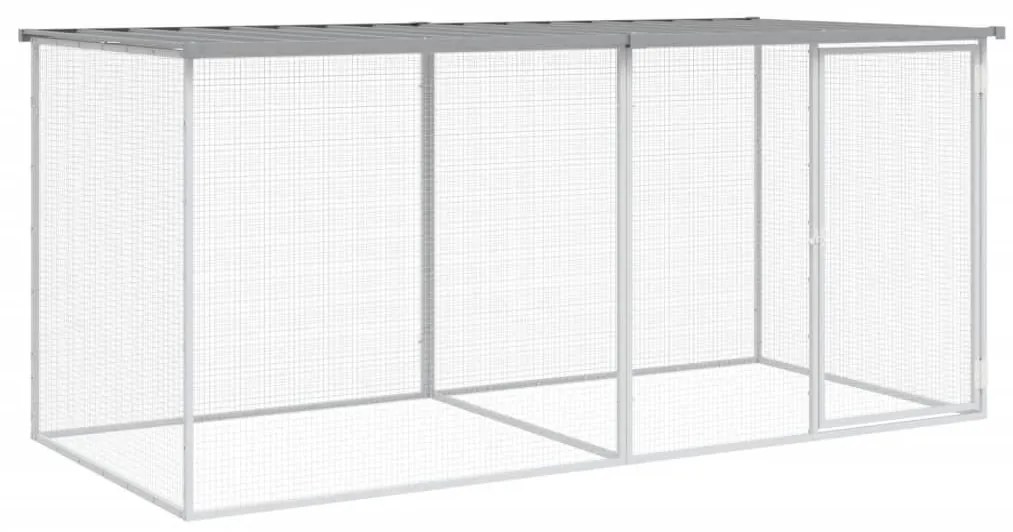 vidaXL Κοτέτσι - Κλουβί με Στέγη Αν. Γκρι 203x98x90 εκ. Γαλβαν. Ατσάλι