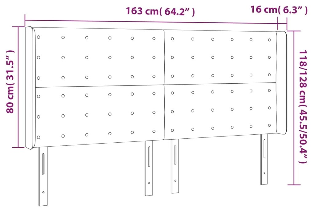 vidaXL Κεφαλάρι Κρεβατιού LED Γκρι 163x16x118/128 εκ. Συνθετ. Δέρμα