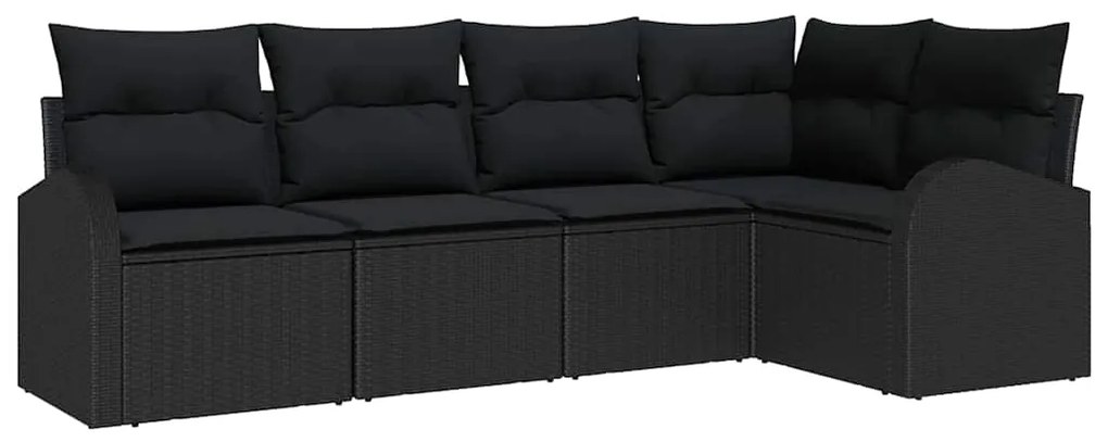 vidaXL Σετ Καναπέ Κήπου με μαξιλάρι 5 pcs Μαύρο Πολυ ράταν