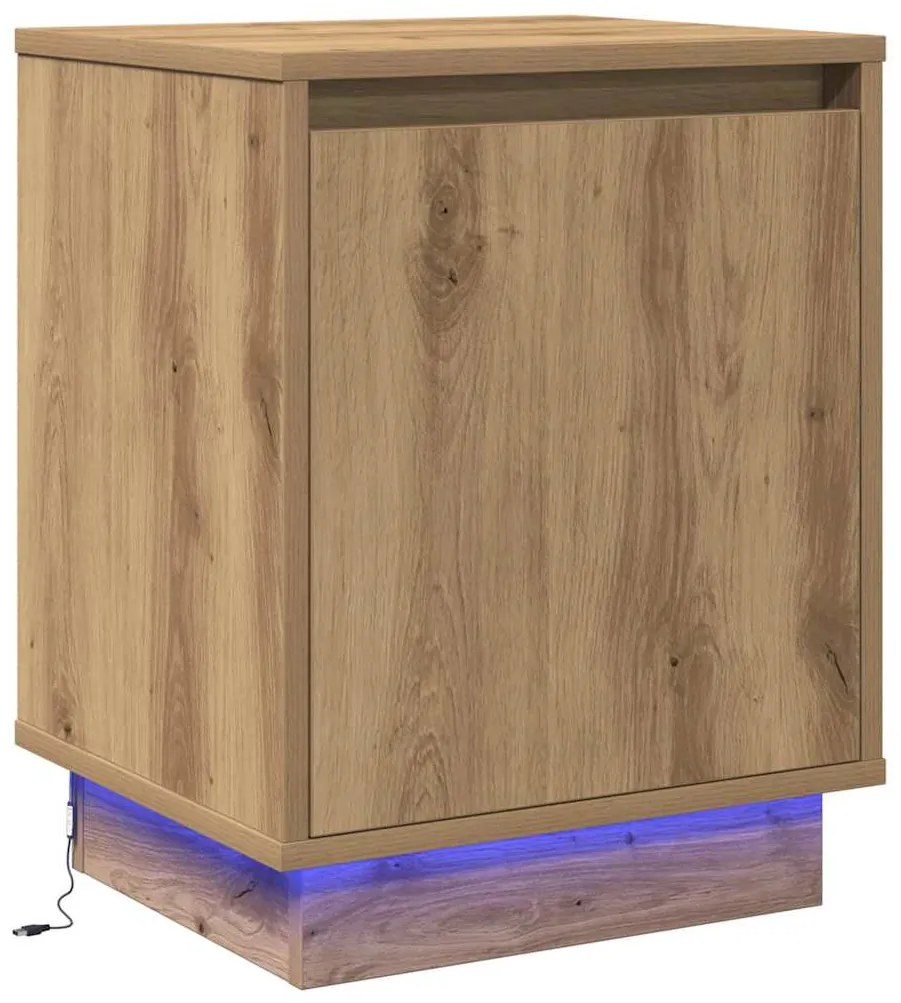 vidaXL Κομοδίνο με artisan δρυς 39 x 34.5 x 50 εκ. Επεξεργασμένο ξύλο