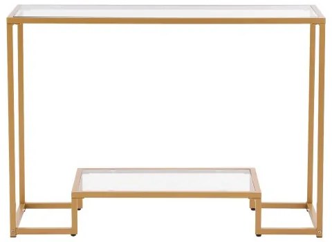 VEVOR 2-Tier Glass Console Table Rectangle Sofa Side Table with Anti-Tip Golden