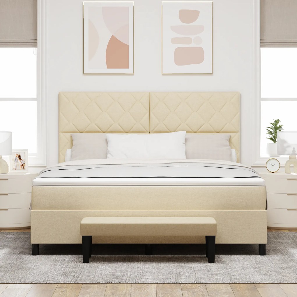 vidaXL Κρεβάτι με Στρώμα & Μπράτσο Κρεμ 180x200 εκ. Ύφασμα