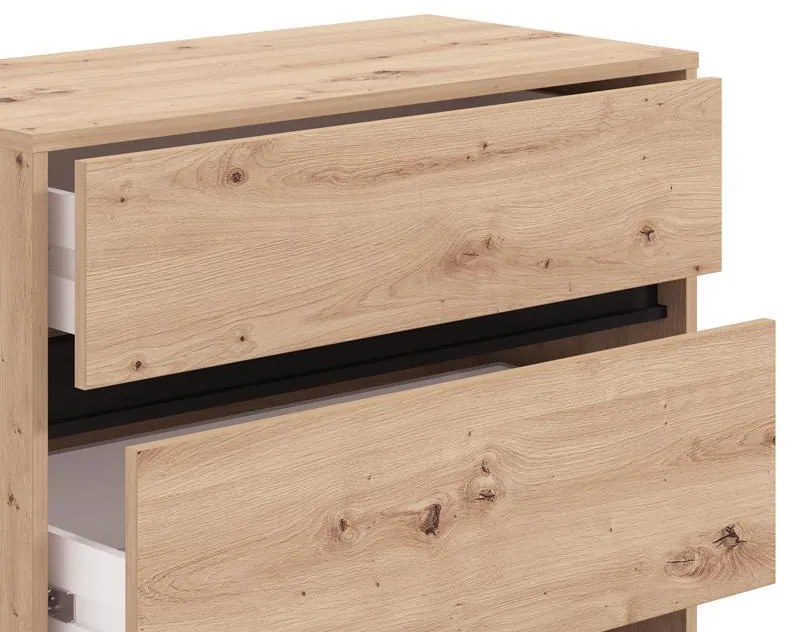 Συρταριέρα MARRON 80 3F Artisan oak - Μαύρο ματ 80x40x90εκ. 80x40x90 εκ.