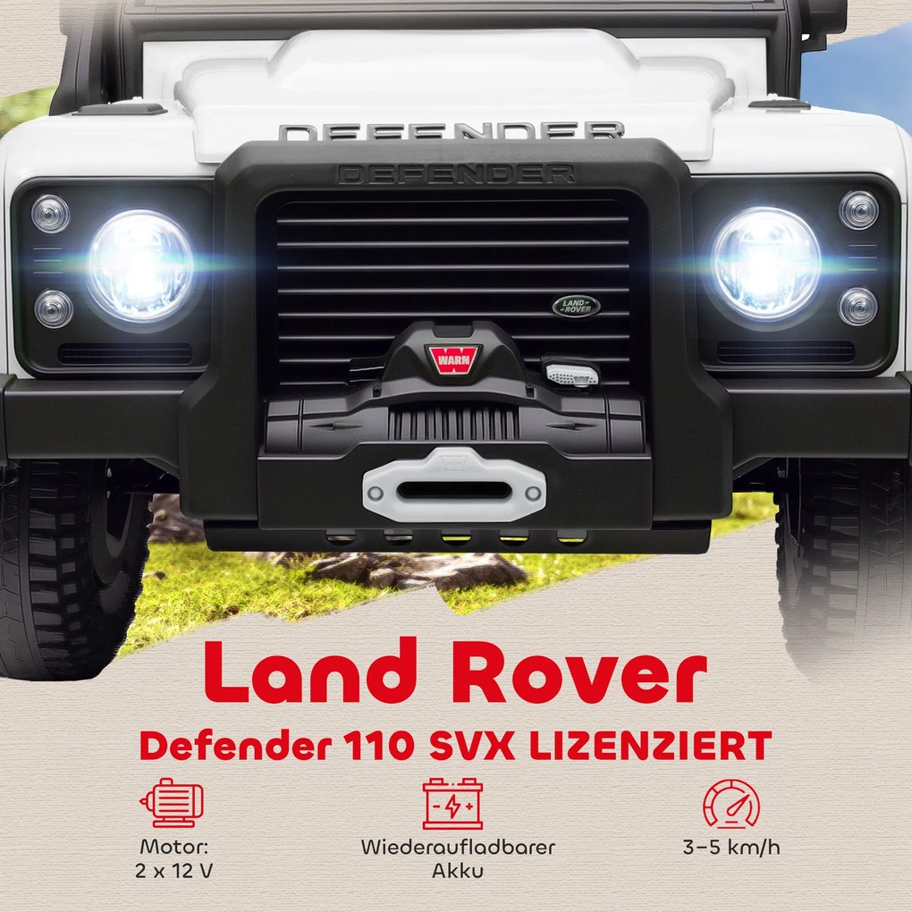 AIYAPLAY Παιδικό ηλεκτρικό αυτοκίνητο, 12V μπαταρία, τηλεχειριστήριο, λειτουργία μουσικής, κόρνα, φώτα LED, λευκό