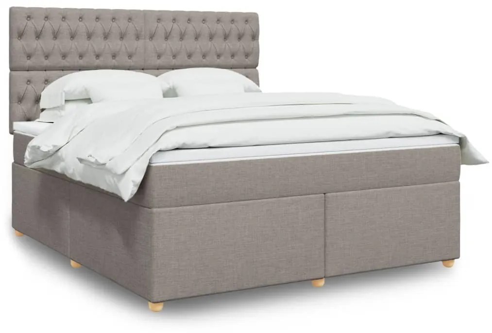 Κρεβάτι Boxspring με Στρώμα Taupe 180x200 εκ. Υφασμάτινο - Μπεζ-Γκρι