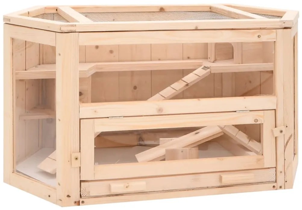 vidaXL Κλουβί Χάμστερ 80 x 40 x 43 εκ. από Μασίφ Ξύλο Ελάτης