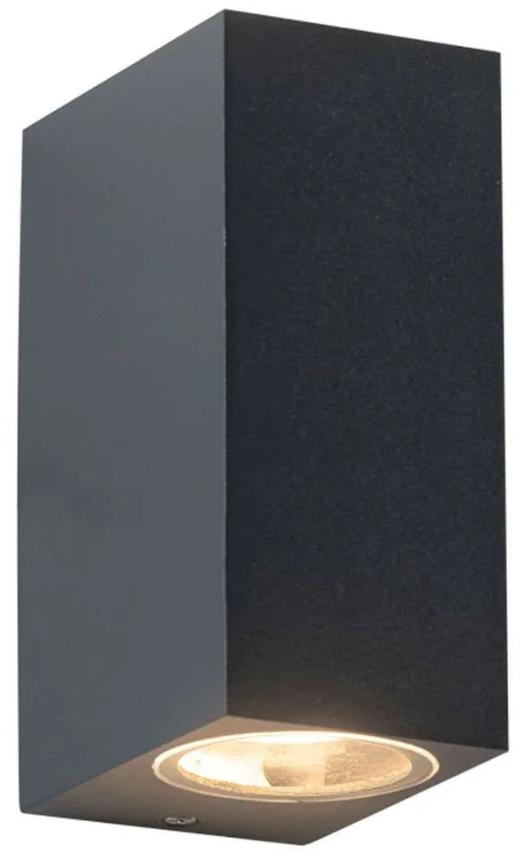 Φωτιστικό Τοίχου - Απλίκα LG2204GU10G 6,8x15cm 2xGU10 35W IP65 Dark Grey Aca Aluminium, Glass