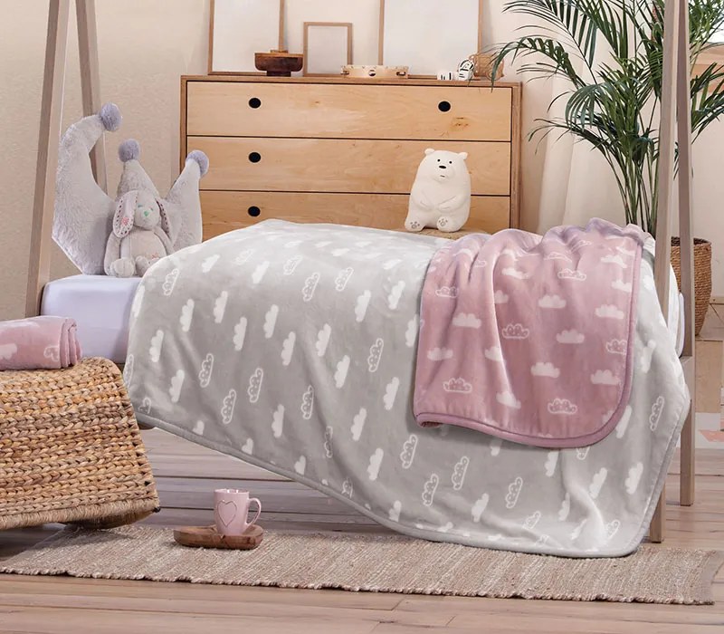 Βρεφική Κουβέρτα Αγκαλιάς Clouds Pink 75x100 Nef-Nef Homeware