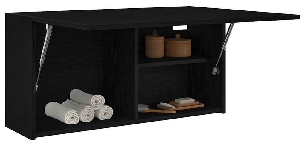 ντουλάπι τοίχου μπάνιου μαύρο 80x25x40 cm κατασκευασμένο ξύλο