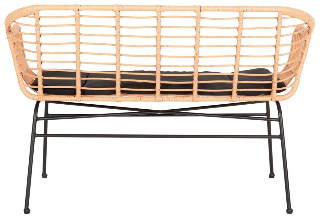 ΚΑΝΑΠΕΣ ALLEGRA  ΜΑΥΡΟ ΜΕΤΑΛΛΟ-ΜΠΕΖ ΣΥΝΘ.RATTAN 120x62x80Υεκ.