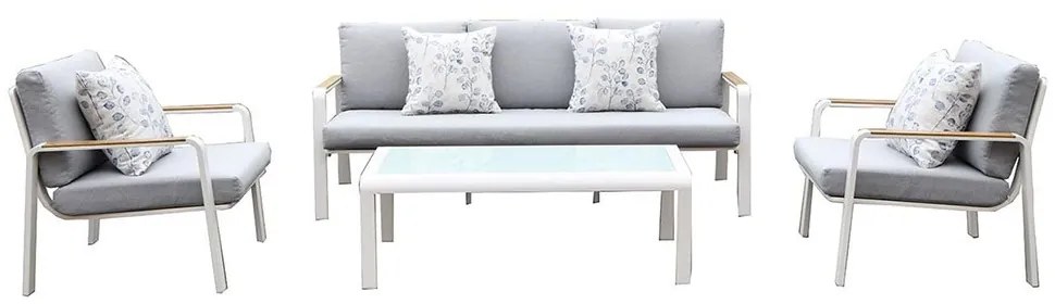Σαλόνι Κήπου (Σετ 4Τμχ) Latino Ε6872,2 White-Grey 4 Θέσεων