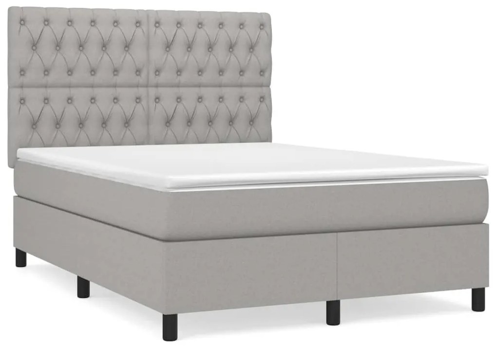 vidaXL Κρεβάτι Boxspring με Στρώμα Ανοιχτό Γκρι 140x200 εκ. Υφασμάτινο