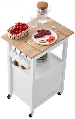 VEVOR 45x59cm Kitchen Island Cart Rolling Storage Table with Single Door Cabinet