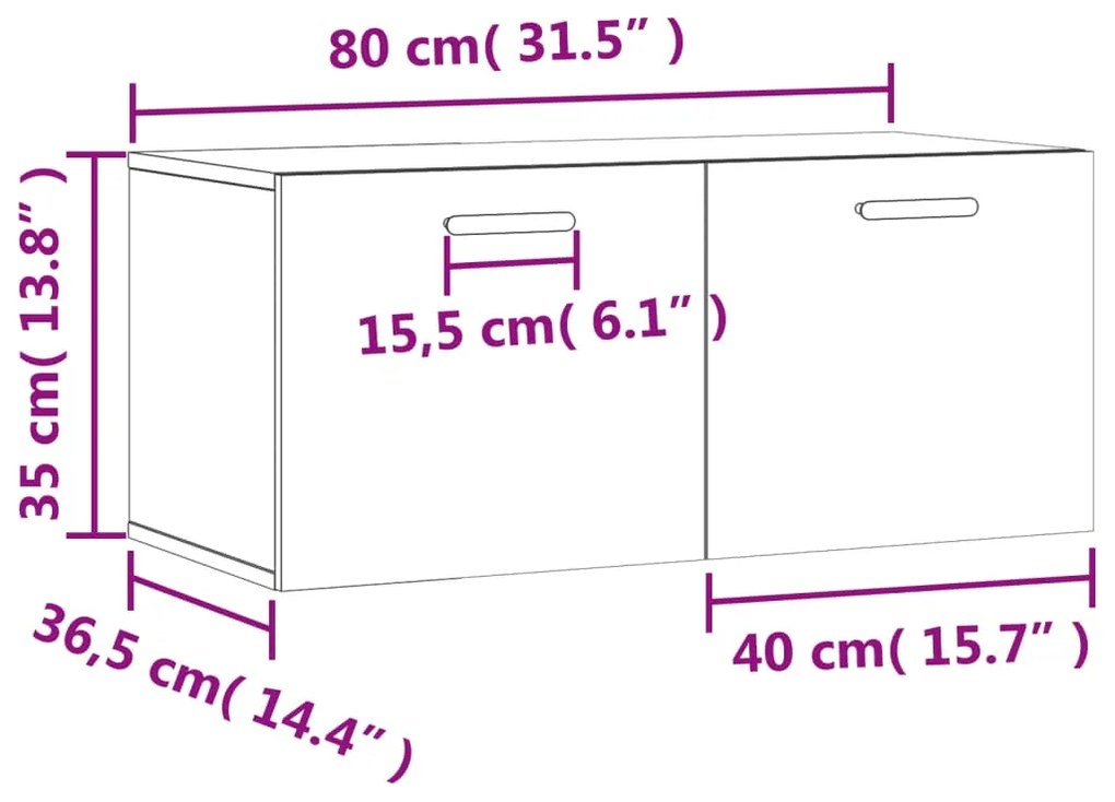 Ντουλάπι Τοίχου Καφέ Δρυς 80x36,5x35 εκ. Επεξεργασμένο Ξύλο - Καφέ