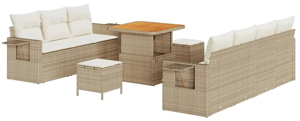 vidaXL Σετ Καναπέ Κήπου 10 pcs Μπεζ συνθετικό ρατάν