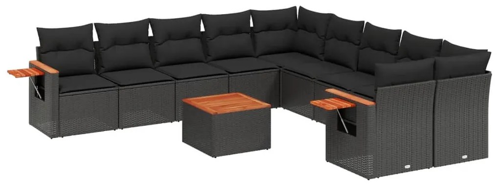 vidaXL Σαλόνι Κήπου Σετ 11 Τεμαχίων Μαύρο Συνθετικό Ρατάν με Μαξιλάρια