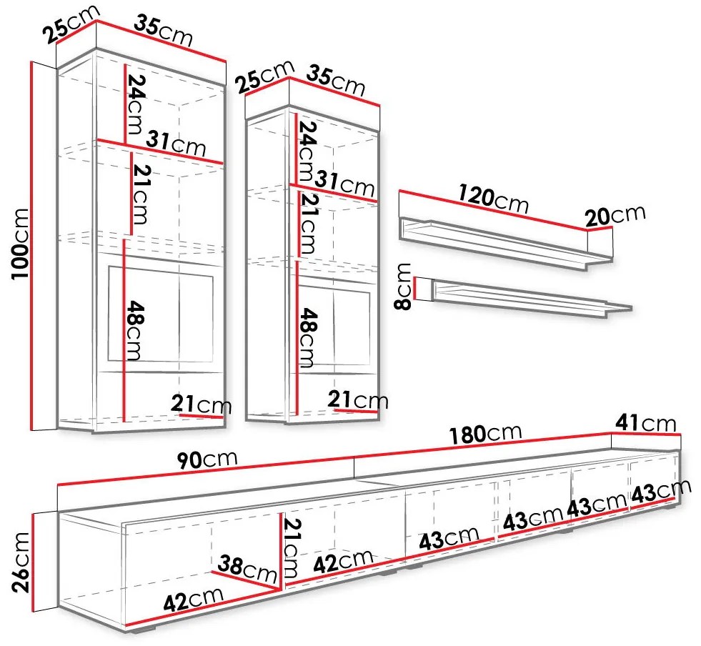 Σύνθετο Σαλονιού Bristol - Δρύς