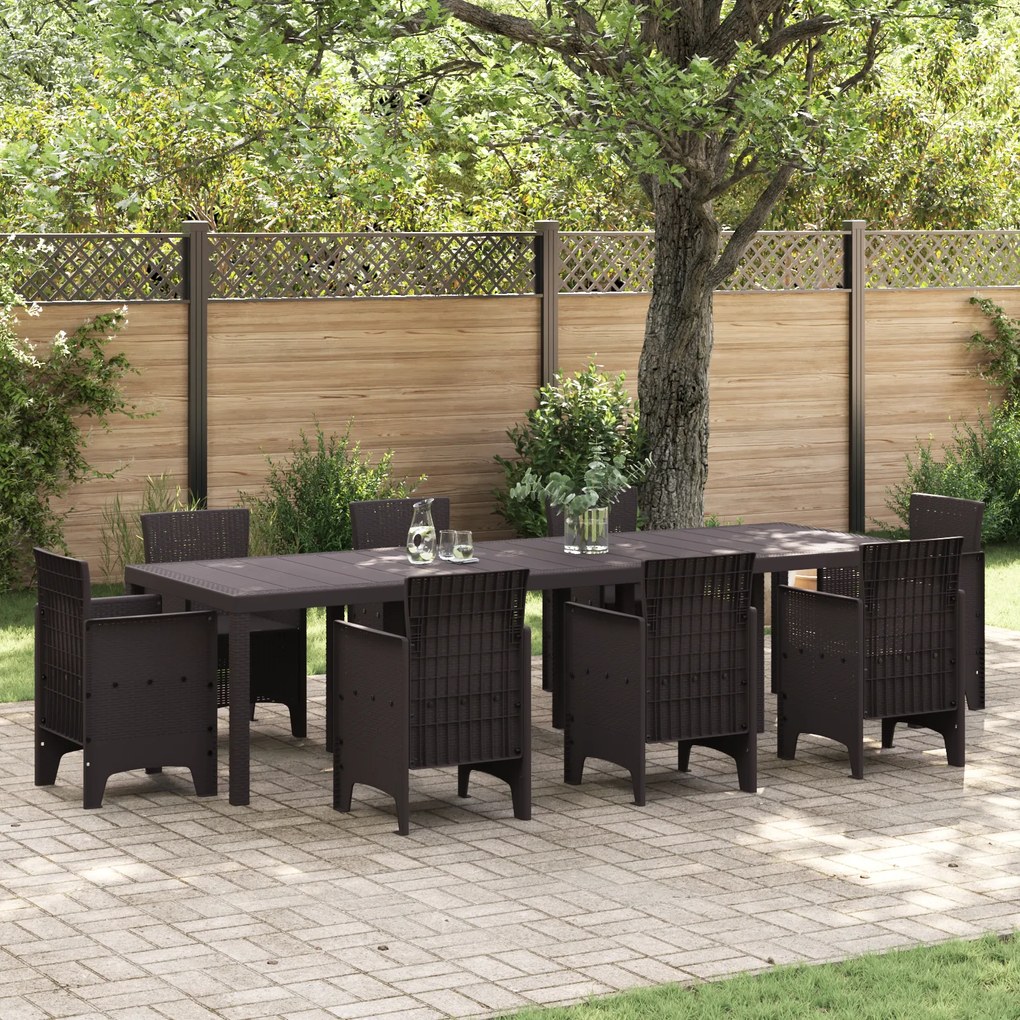 vidaXL Τραπέζι Κήπου Καφέ 300x100x73 εκ. Poly Rattan