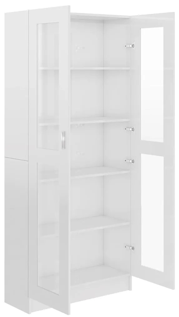vidaXL Βιτρίνα Γυαλιστερό Λευκό 82,5 x 30,5 x 185,5 εκ. Επεξ. Ξύλο