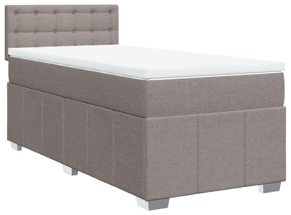 Κρεβάτι Boxspring με Στρώμα Taupe 90x200 εκ. Υφασμάτινο - Μπεζ-Γκρι