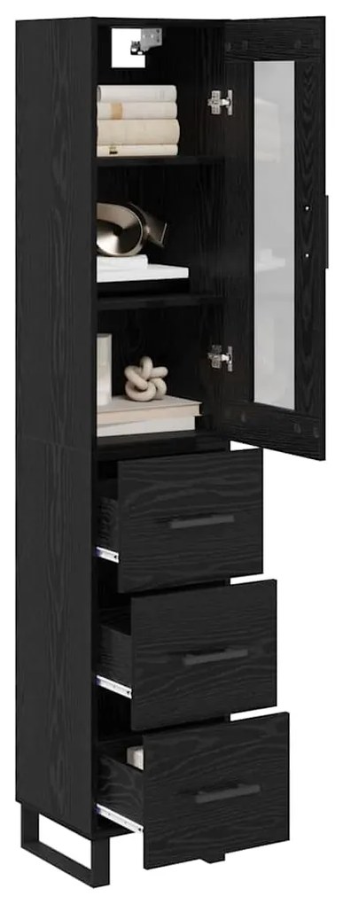 vidaXL Highboard Μαύρη Οξυά 69,5 x 34 x 180 εκ. Επεξεργασμένο ξύλο